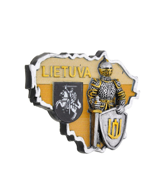 Magnetas Lietuvos žemėlapis su riteriu ir herbu